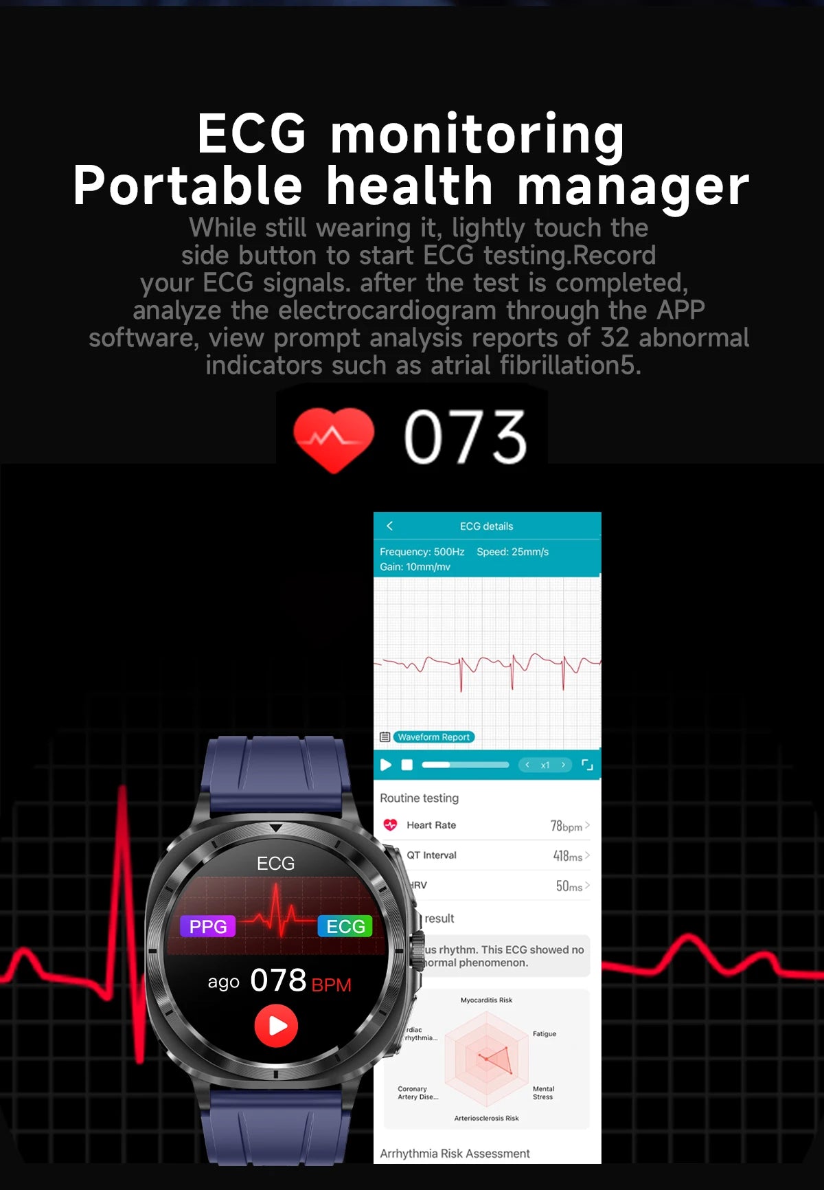 New Health Watch Uric Acid Blood Pressure Blood oxygen Body Analysis Body Fat SmartWatch ECG+PPG Bluetooth call Clock Women Men