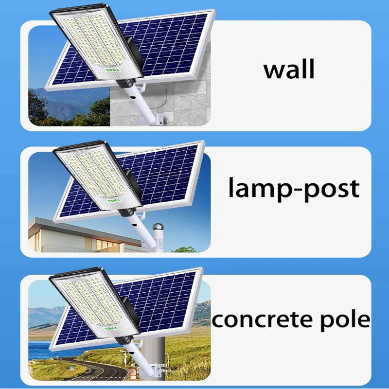 Led Outdoor Solar Street Lamps With Remote Control Energy Saving Ip65 Waterproof 30000mah Waterproof Automatic Dusk To Daw