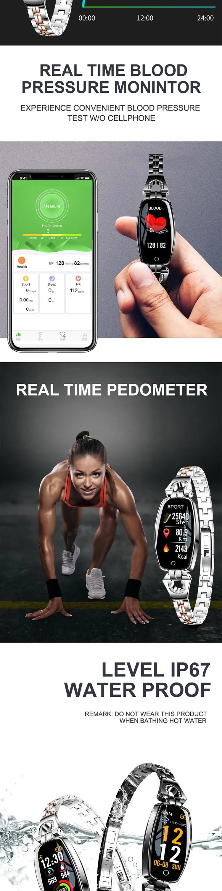 Lemonda H8 Stainless Steel Sleep Heart Rate Tracker Smart Watch with Call Reminder Waterproof Touch Screen Online Sports