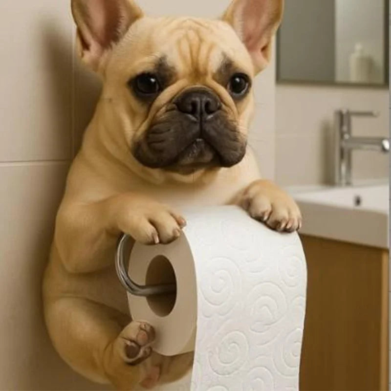 New Crafts Statues Home Decor Cute Dog Tissue Holder Toilet Paper Holder Resin Decorations Pendant