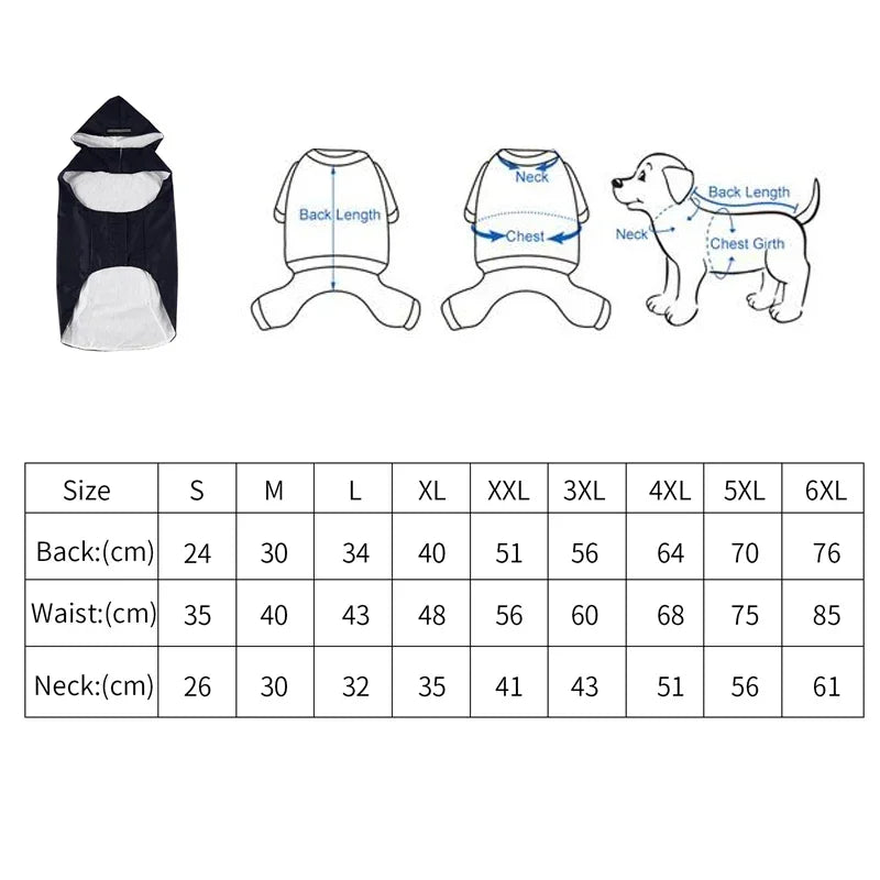 I YAN waterproof dog raincoat hoodie with reflective stripe, suitable for all sizes, designed for rainy weather and outdoor walks.