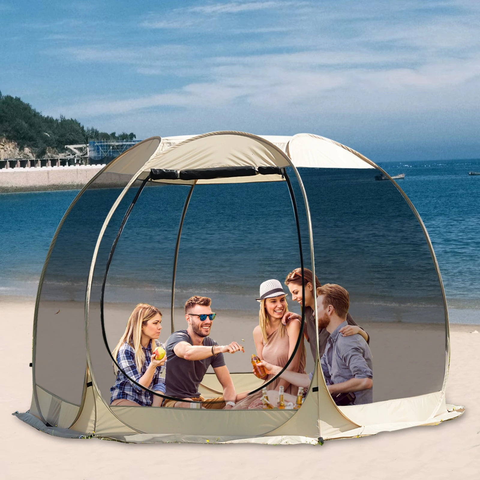 Portable Screen House Tent with Mosquito Net 6-8 Person Camping Backyard Patio & Protection Outdoor Shelter Suitable for family