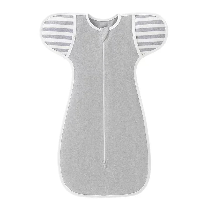 Soft cotton newborn swaddle sleepsack by I YAN, designed for 0-6 months, featuring breathable muslin fabric for cozy baby sleeping.