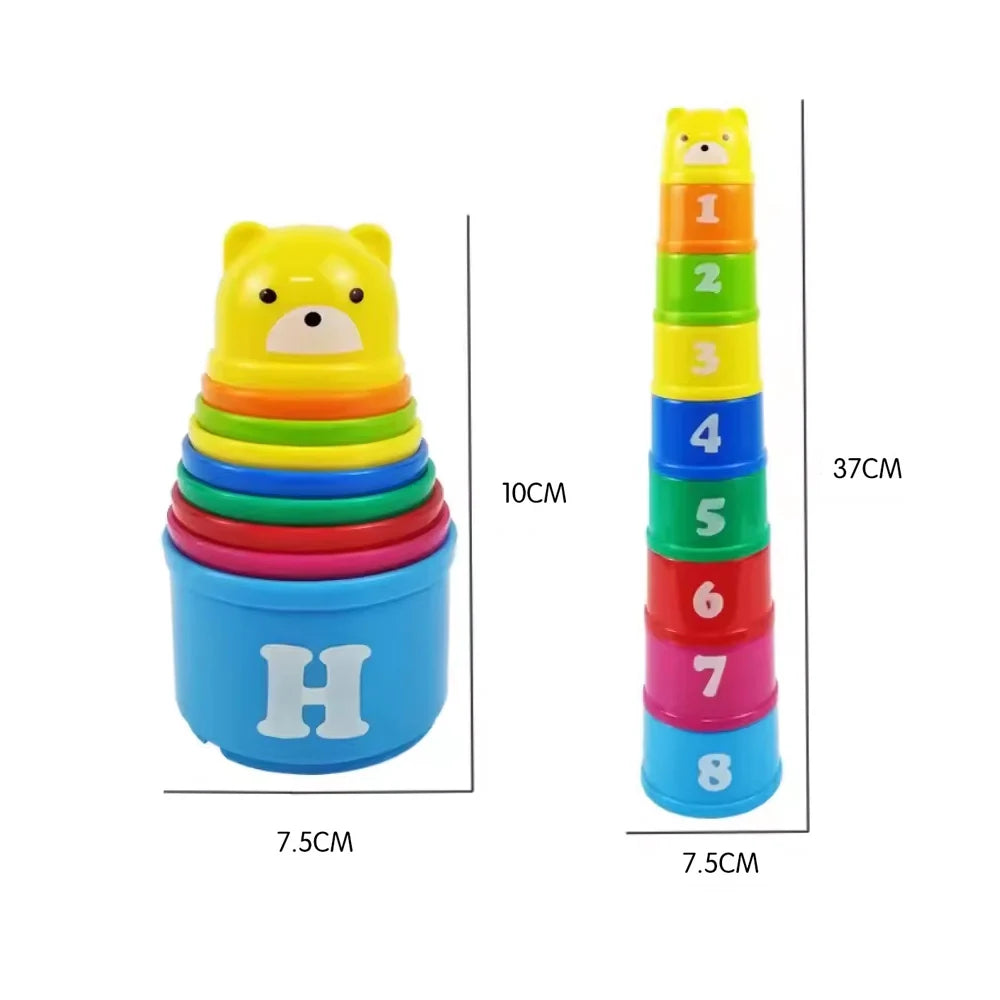 I YAN Kid Brain Response Battle Fold Cup showing colorful fold cups for hand speed and stacking game, designed for early education.