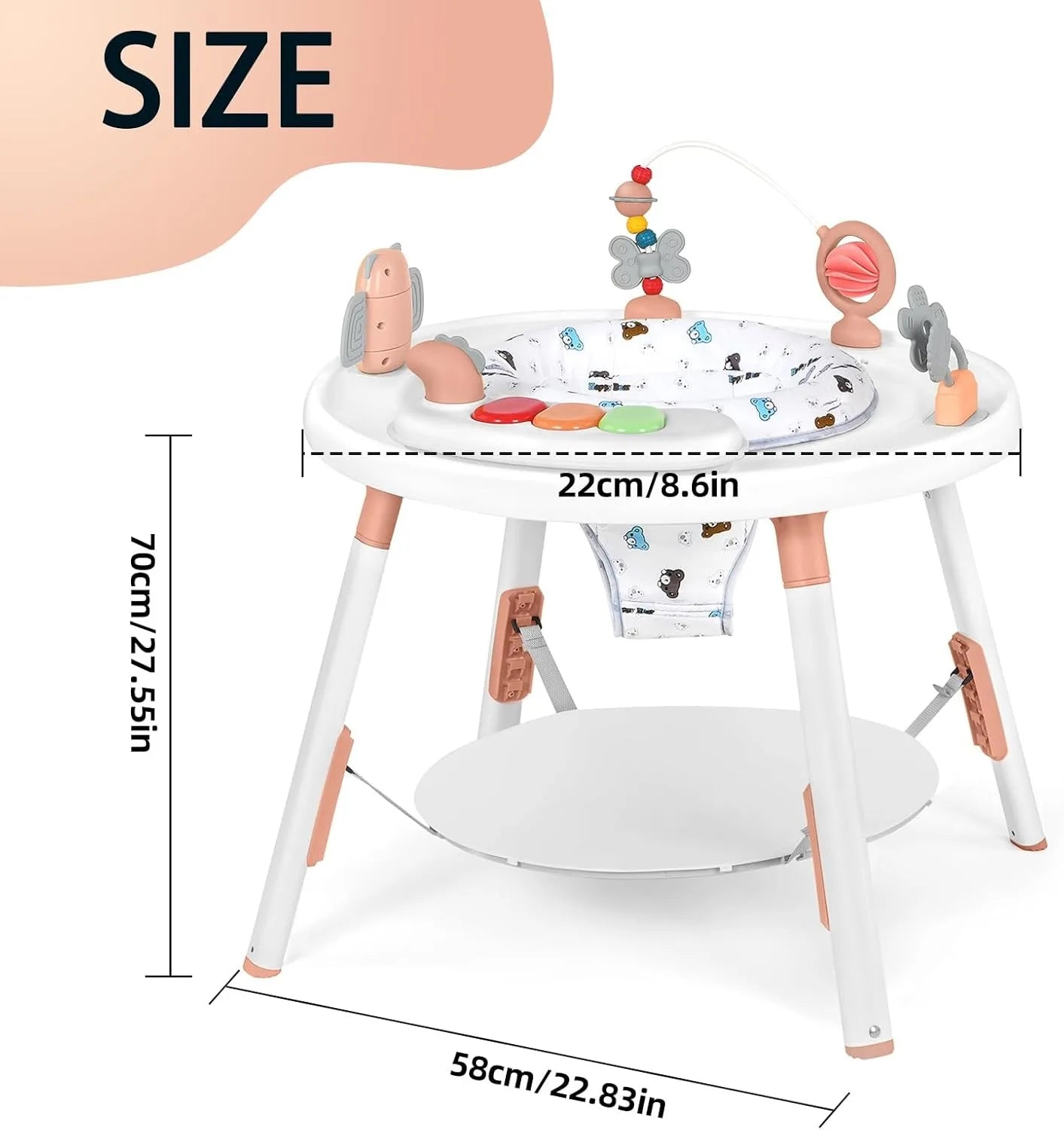 I YAN 3-in-1 baby activity center with detachable toys and 360-degree rotating seat for toddler development and fun.