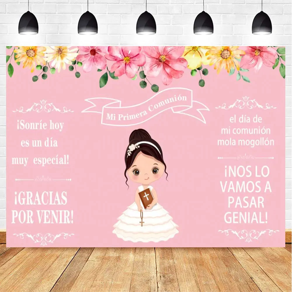 My First Communion Theme God Bless Boy Girls Party Decoration Supplie Grail God Bless Baptism Christening Baby Shower Background