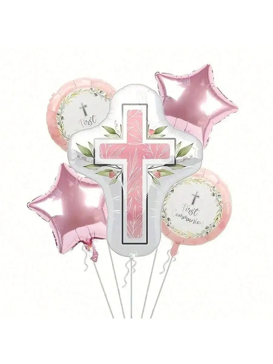5pcs/7pcs Blue Pink Cross Dove Star First Communion First Communion Baptism Party Christening Confirmation Party Mi Bautizo