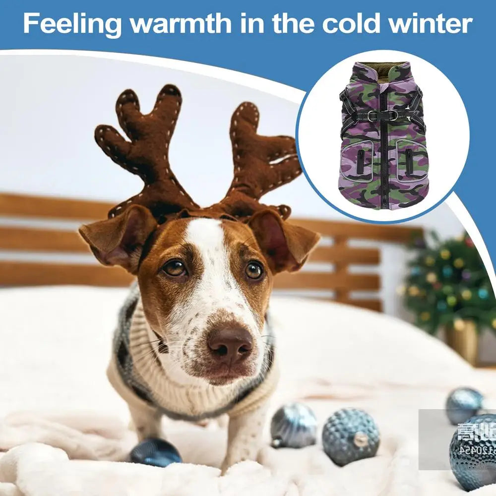 Reflective Winter Dog Clothes For Pet Waterproof Warm Dog Vest With Built-in Harness Puppy Ski Coats Jackets pets supplies