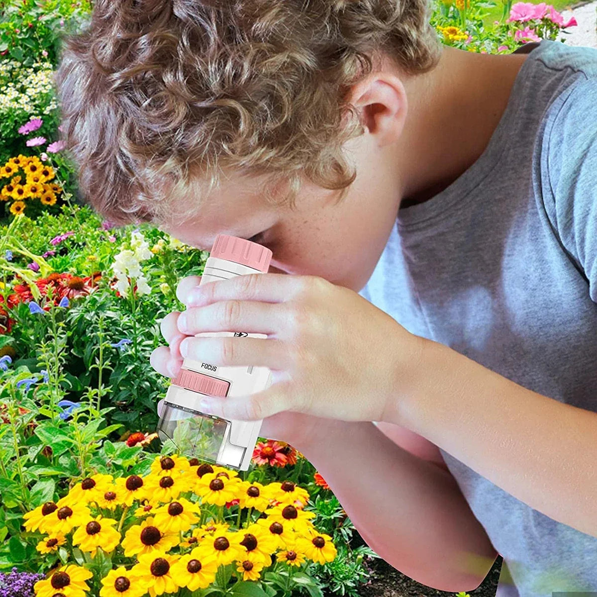 80X-200X Pocket Microscope Electric Mini Microscope with LED Light High Definition Children Microscope for Observation Learning