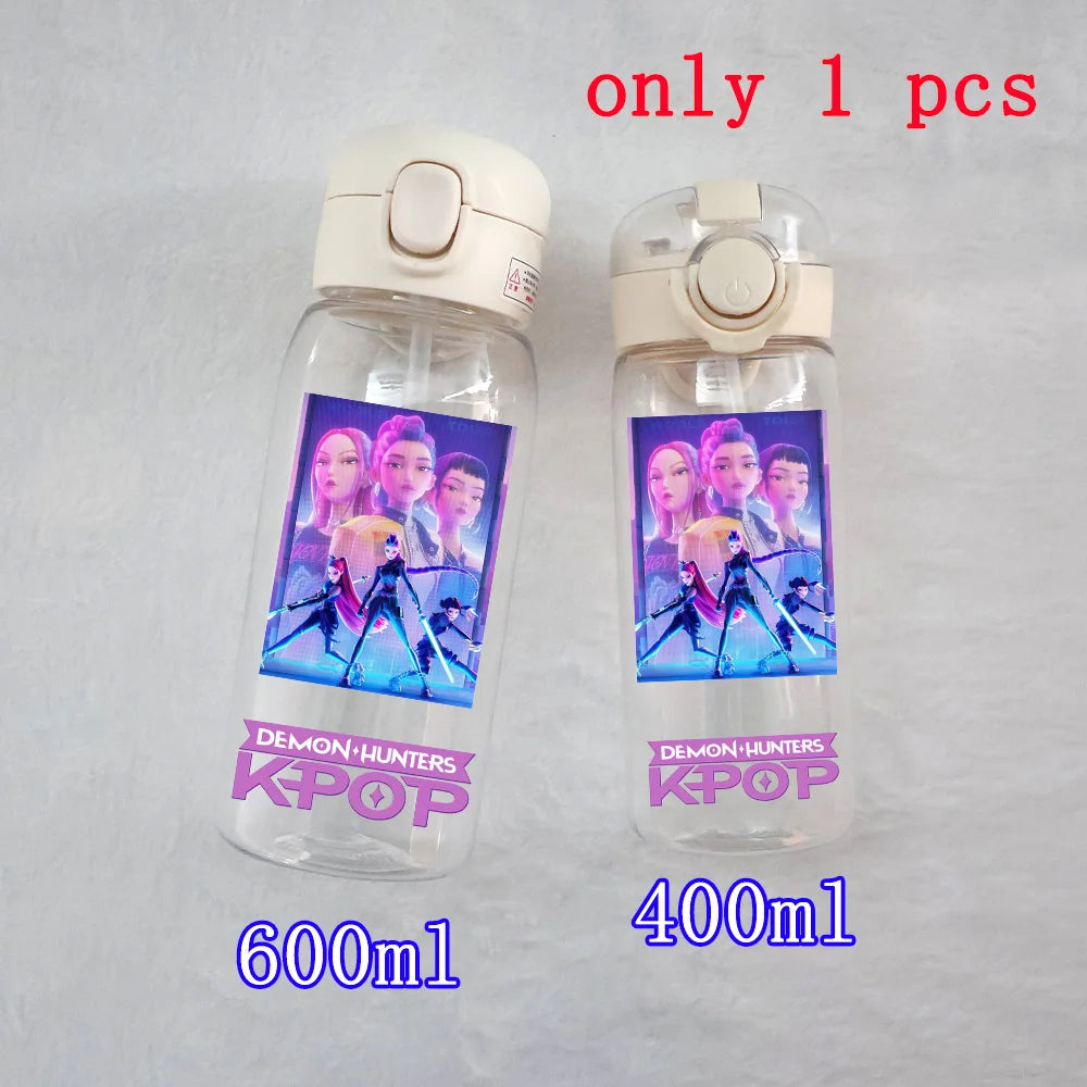 400ML-600ML Animated Movie K-Pop: Demon Hunters HUNTR/X Plastic Large Capacity Water Cup Bottle Gourde Drinking Bottle Gifts