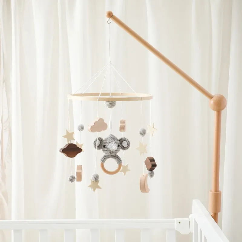 Baby Cloud Crib Mobile with Musical Box – Wooden Rattle Toy for Newborns 0–12M - I YAN