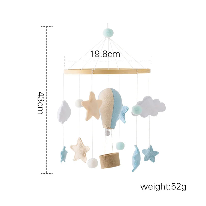 Hot Air Balloon Wooden Baby Crib Mobile – Musical Bed Bell & Rattles for Newborns 0–12M - I YAN