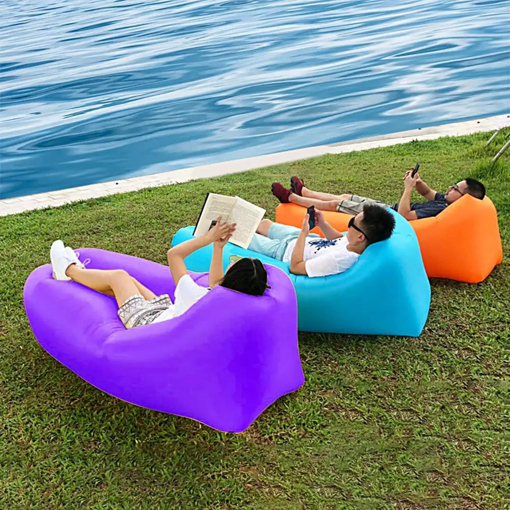 Inflatable Sofa Cushion Camping Air Tent Bed Sleeping Bag Portable Outdoor Durable Lazy Beach Air Mattress Folding Lounger Chair
