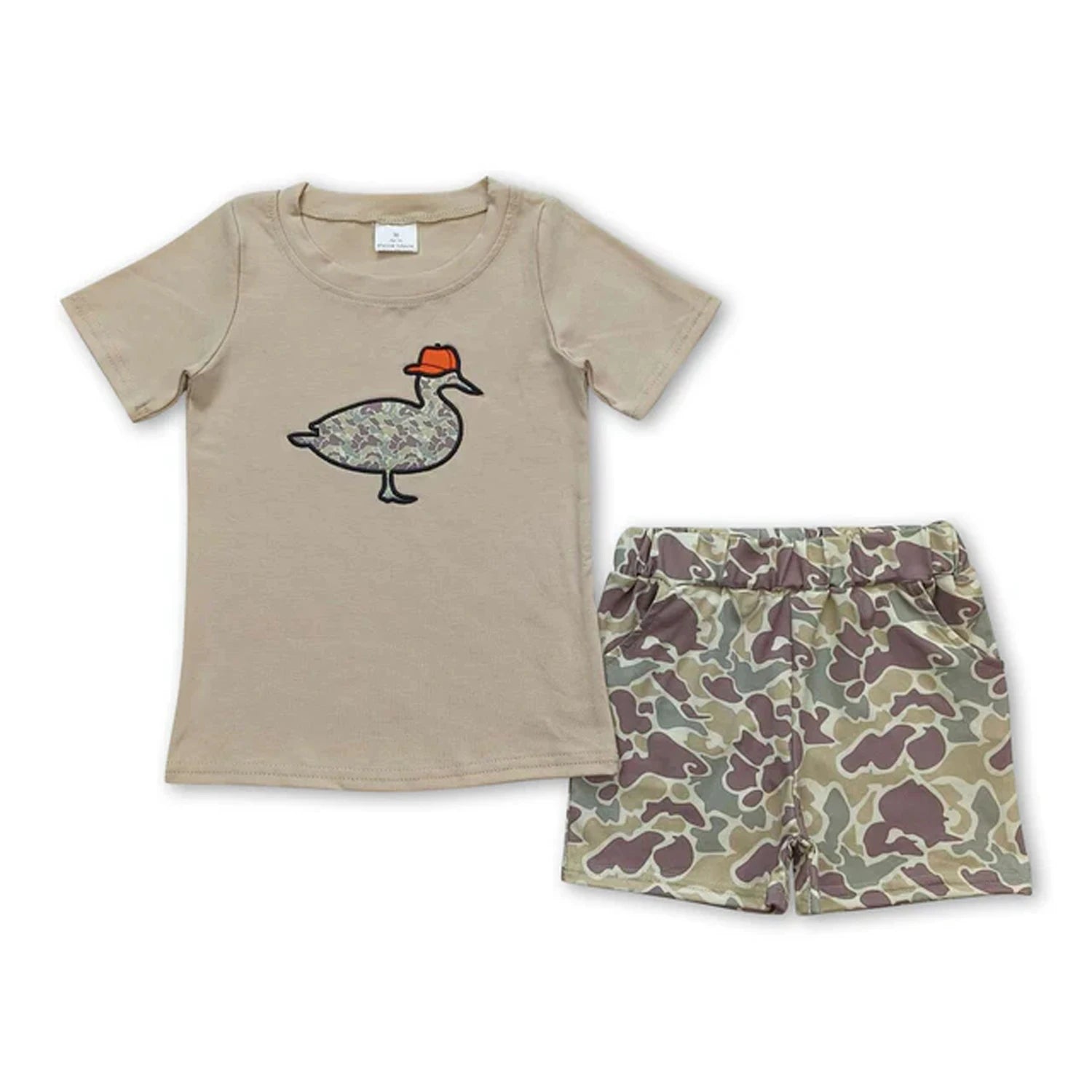 Toddler boy summer outfit set with printed short sleeve T-shirt and elastic waist shorts by I YAN, perfect for warm weather.