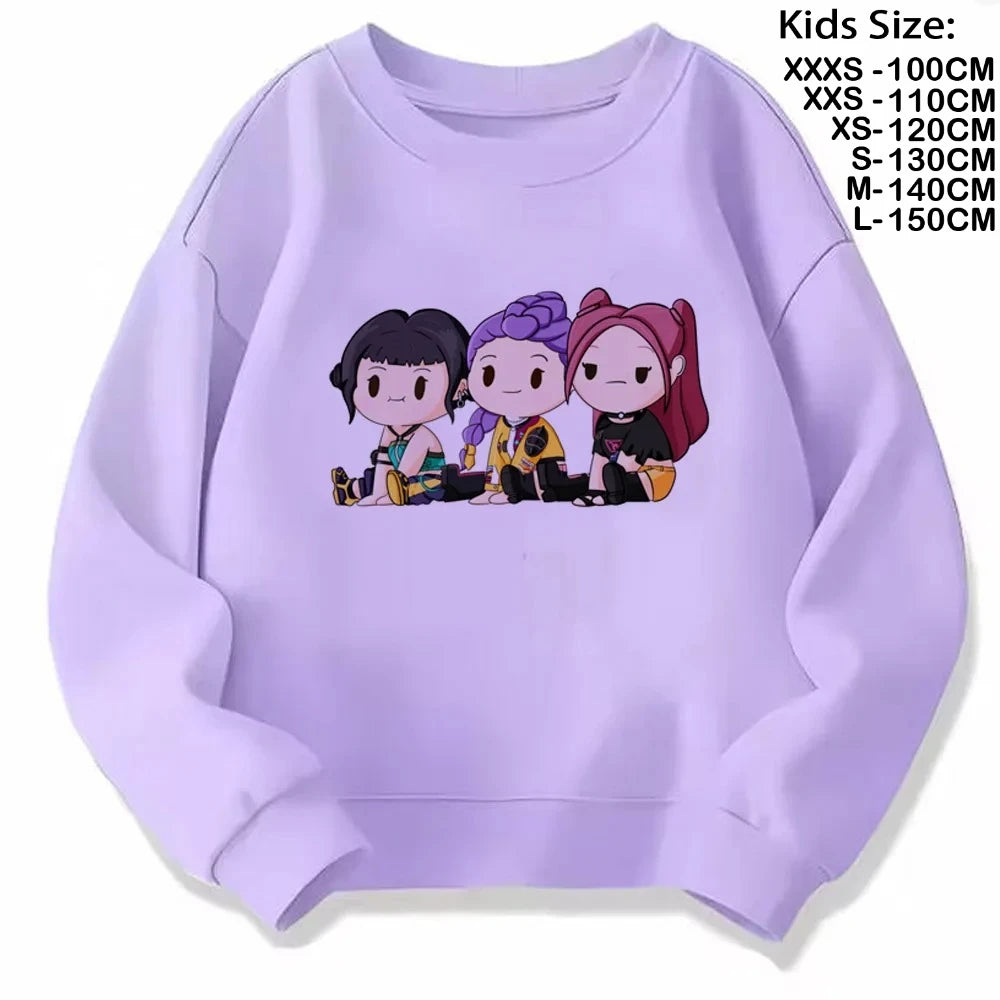 Movie Fans Gift Hoodie Girls Kids Huntrix Kpop Demon Hunters Children's Sweatshirt Cute Tiger Harajuku Hoody for Boys Girls
