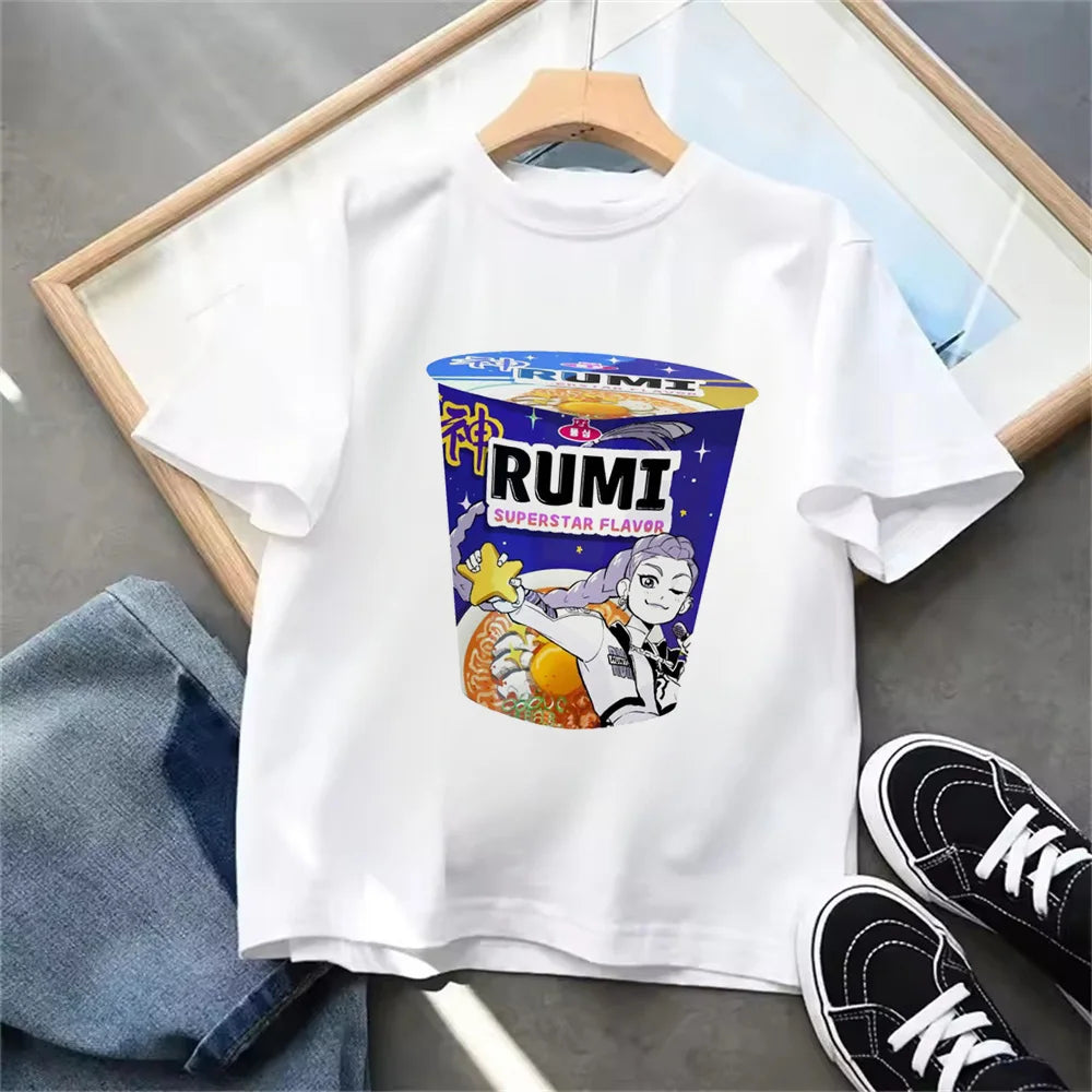 Summer 2025 New KPop Demon Hunters Kids Girls Boys T-shirt Children's Clothing T Shirt Casual O-Neck Short Sleeve Tops