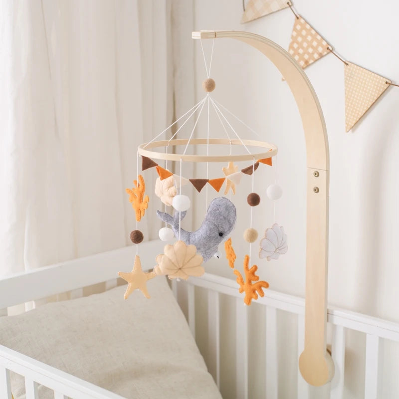 Crochet Stars Baby Crib Mobile – Wooden Bed Bell Hanging Toy for Newborns 0-12M - I YAN