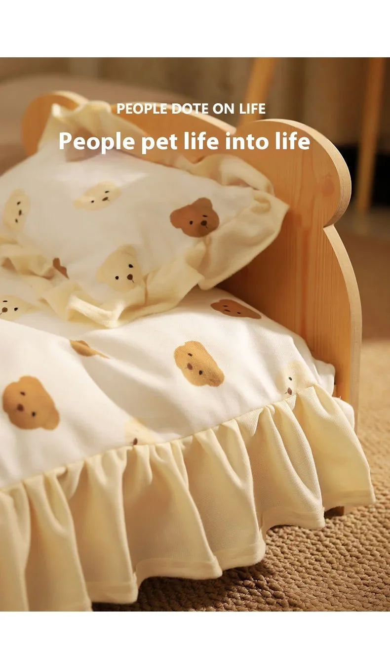 Solid Wood Cat Bed Dog Bed Removable Mat Washable All Season Universal Cat Nest Dog House Pet Supplies Pet Bed Within 7kg