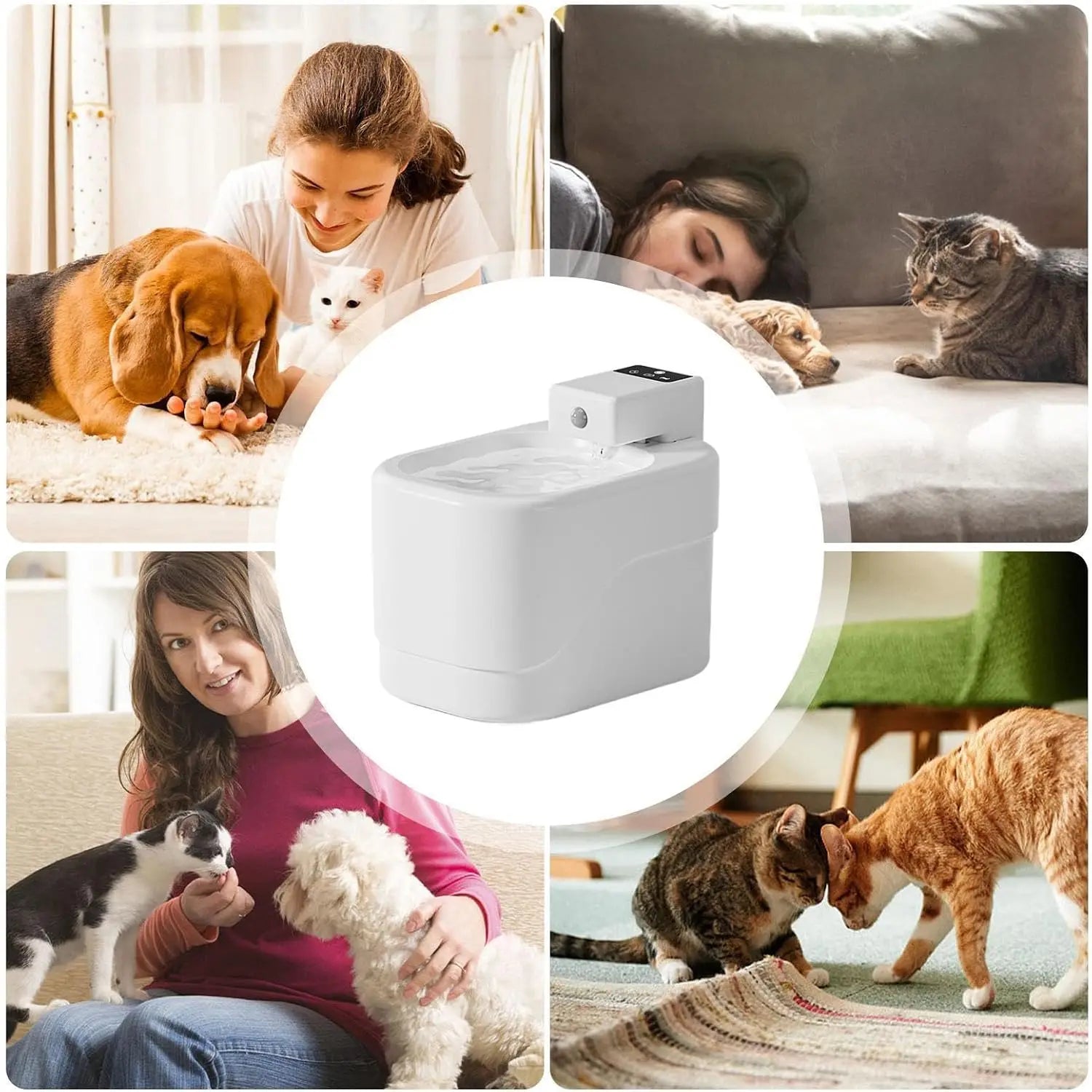 Automatic Dog Water Fountain Dispenser Large Capacity Quiet Indoor Pet Drinking Mute Waterer Cats Water Fountain with Motion