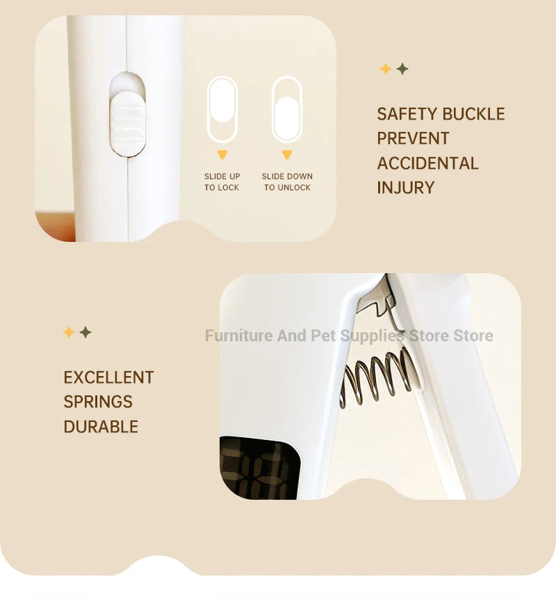 I YAN 2-in-1 electric pet nail trimmer with LED lights, suitable for small to large dogs and cats, featuring a grinder and nail file.