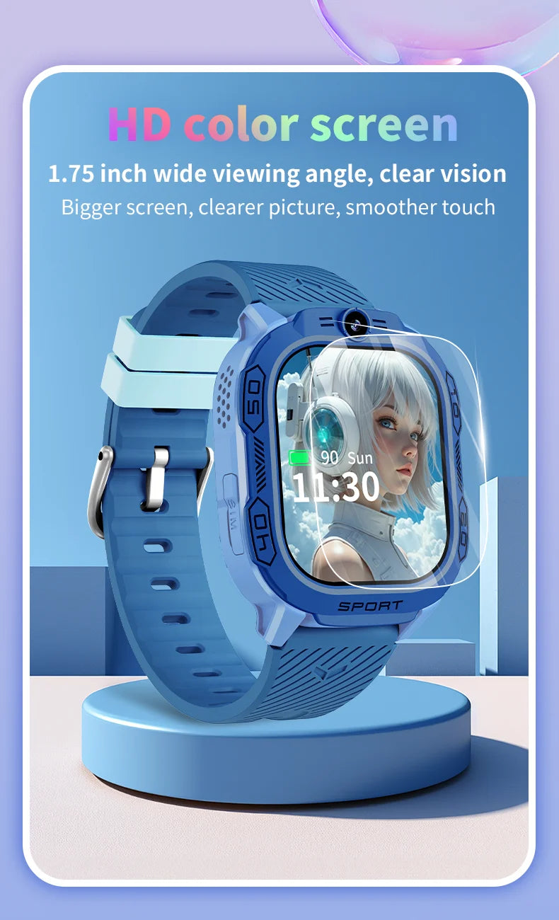 I YAN T70 kids smartwatch with GPS, SIM card, video call, waterproof design, and parental remote monitoring.