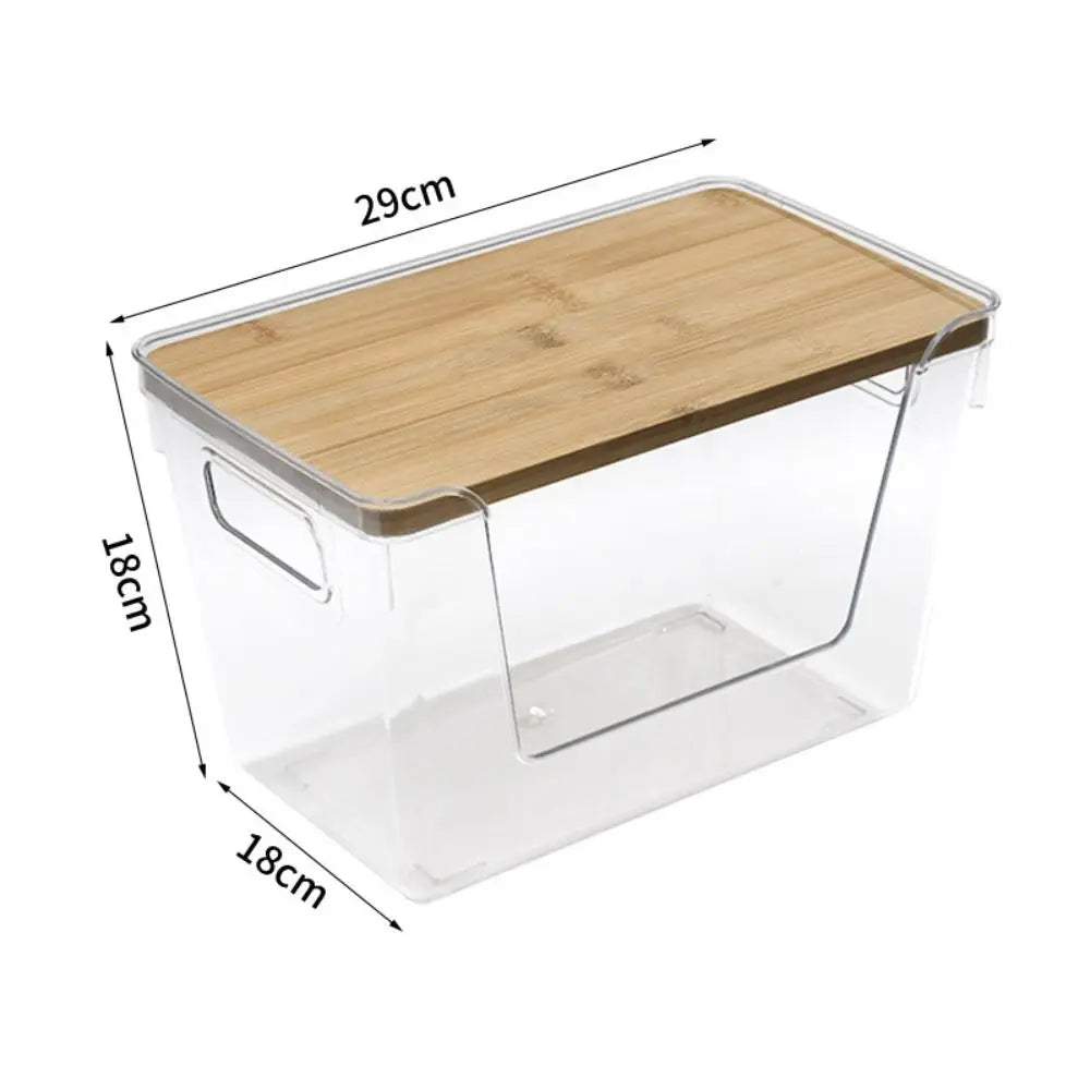 Stackable Pantry Organizers with Wooden Lids Kitchen Storage Clear Bins Under Sink Organizer for Onion Potato Fruit Vegetables