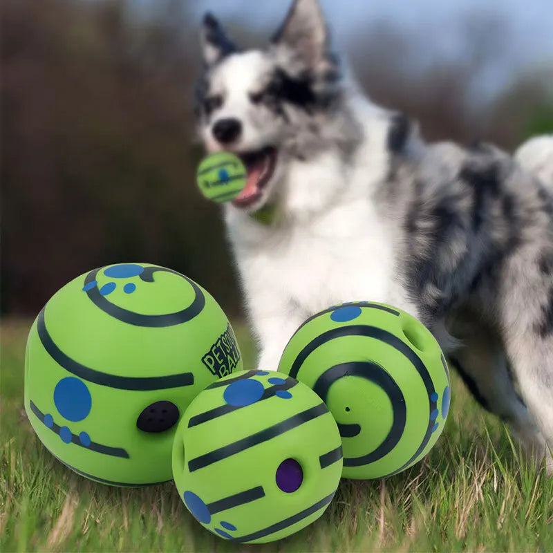 Interactive dog toy Wobble Wag Giggle Glow Ball by I YAN with sound and light features for fun play.