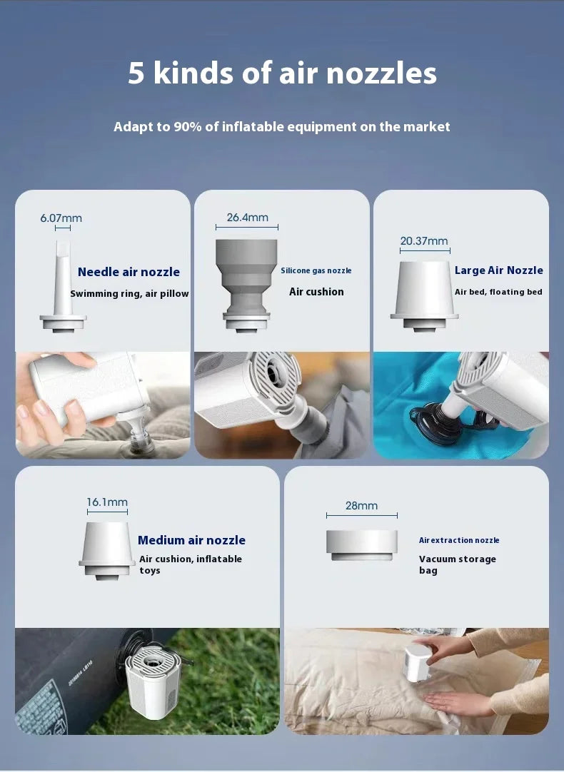 Mini Inflator Pump Outdoor Portable Small Electric Air Pump for Camping Sleep Pad Mattress Mat Pumping and Inflating Vacuum Pump