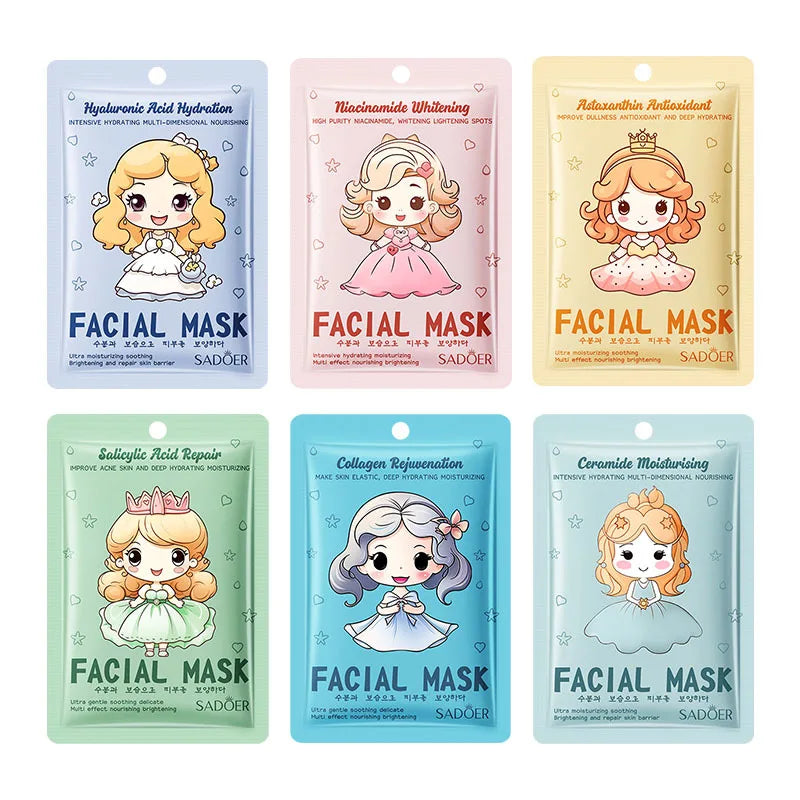10pcs SADOER Hyaluronic Acid Collagen Face Mask Facial Skincare Moisturizing Hydrating Facial Masks Korean Skin Care Cosmetics