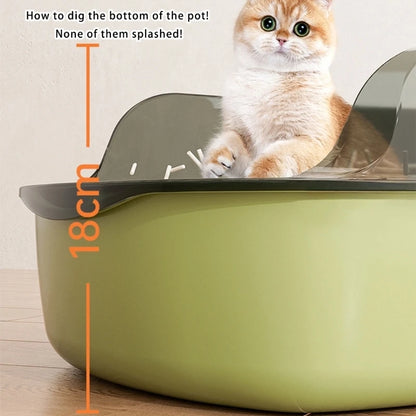 Large I YAN MXLA oversized cats litter box with high edges, suitable for big cats, featuring a spacious design and durable plastic construction.