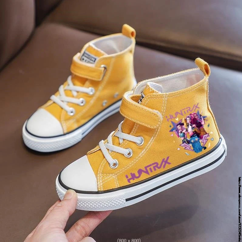 New Kpop Demon Hunter Children's Canvas Shoes Kids Sneakers Boys Girls Fashion Canvas Shoe Cartoon Print Breathable Casual Shoes