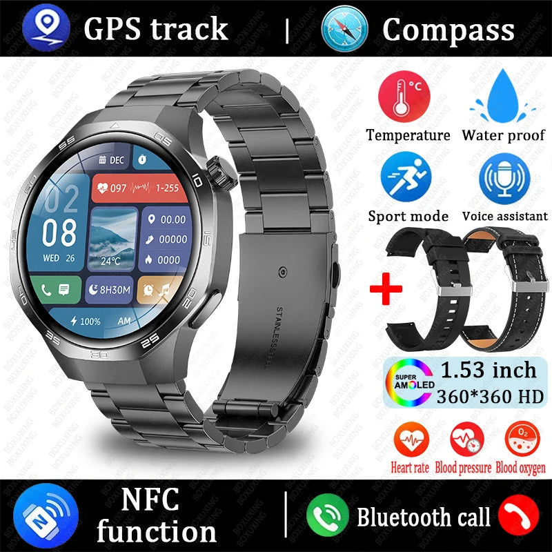 New GT5 Pro Smart Watch Men AMOLED HD Screen GPS NFC Heart Rate Bluetooth Call Watch 5 MAX IP68 Waterproof SmartWatch Man