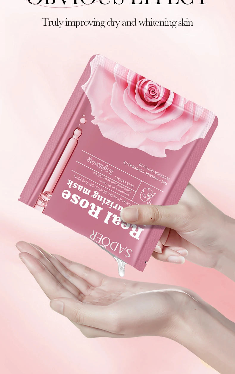 10pcs SADOER Fruit Floral Fragrance Face Mask Moisturizing Anti Wrinkle Hydrating Chamomile Facial Masks Skin Care