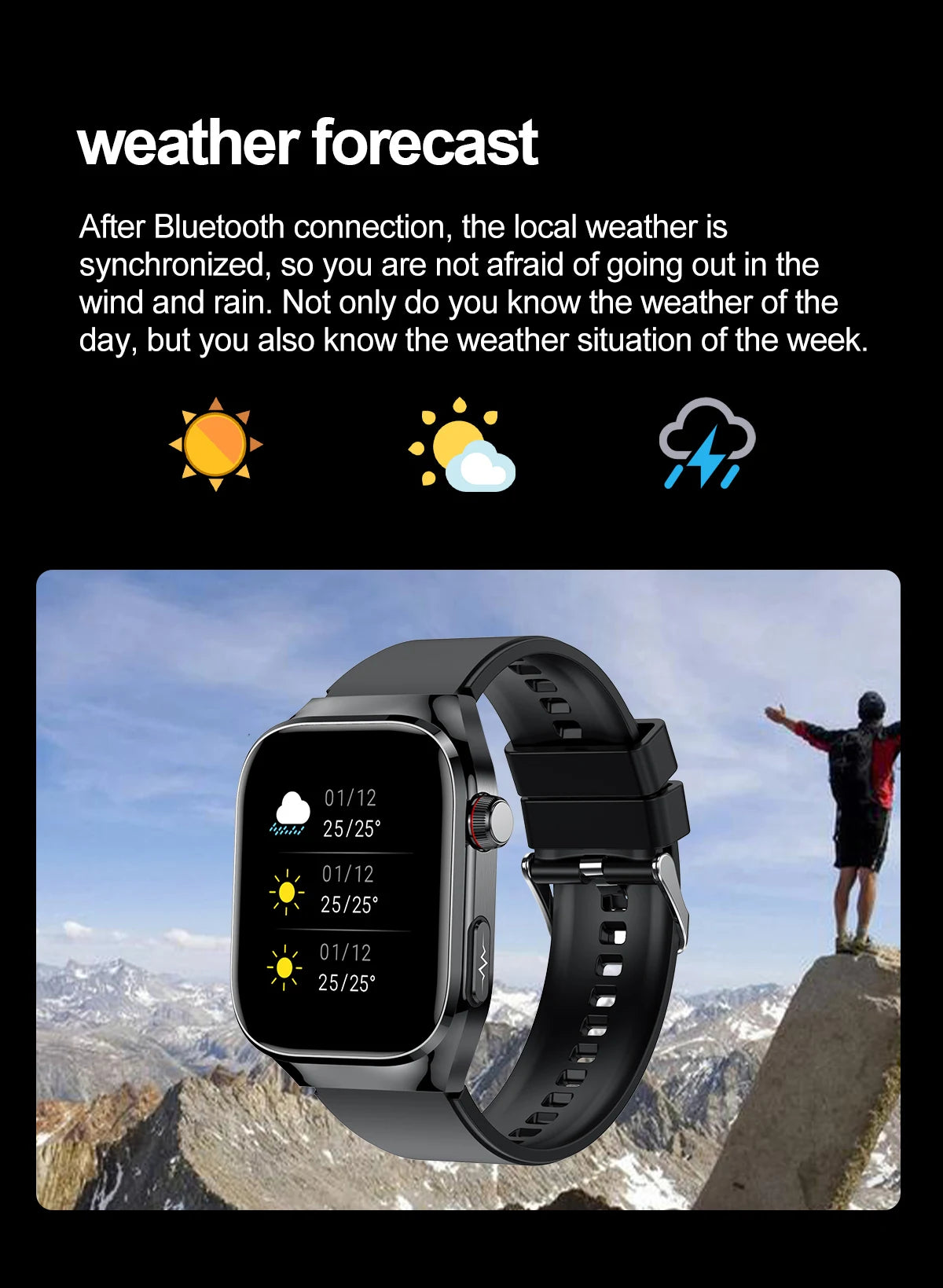 I YAN micro physical examination smartwatch for men showing digital display with health metrics and Bluetooth calling feature.