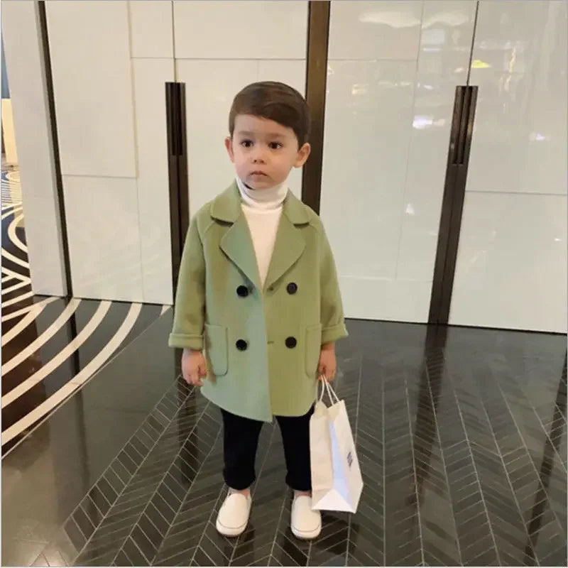 New Spring Autumn Boys Coats Long Style Grid Design Handsome Trench Coat For Kids 2-6 Years Old British Style Jacket
