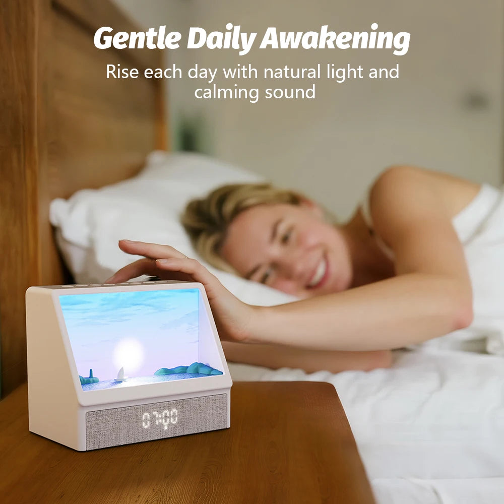 Sunrise Alarm Clock Wake Up Night Light Bluetooth Table Decoration Lamp With Remote Control 5 Levels Brightness Atmosphere Light