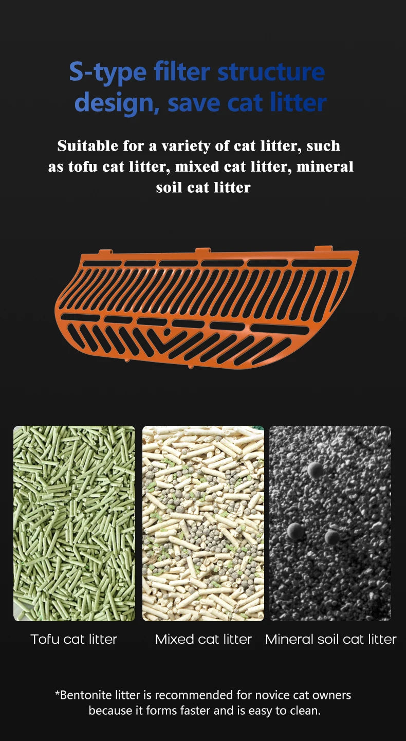 BOOTEELY Fully Automatic Cat Litter Box Oversized Anti-spatter Open Anti-odor Intelligent Electric Cleaning Cat Toilet
