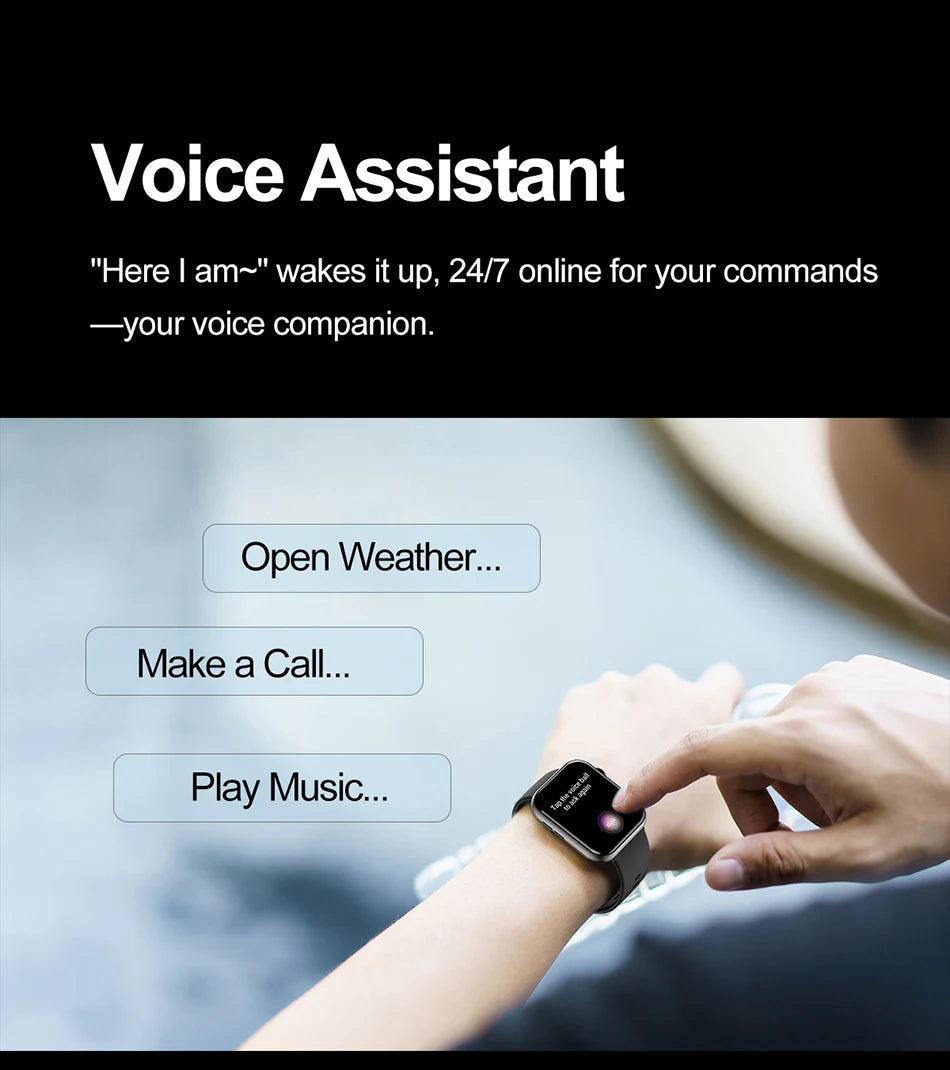New Smart Watch Full Touch Screen Bluetooth Call AI Voice Heart Rate Waterproof Watches Sports Bracelet Smartwatch Women