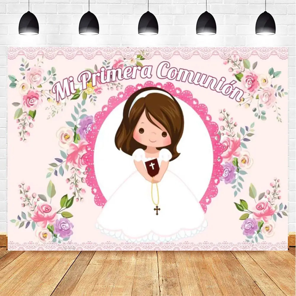 My First Communion Theme God Bless Boy Girls Party Decoration Supplie Grail God Bless Baptism Christening Baby Shower Background