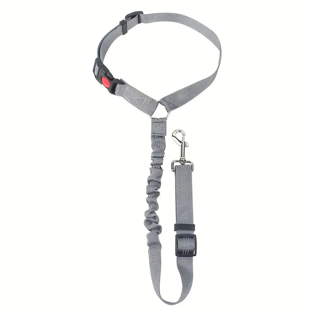 I YAN elastic retractable dog car seat belt leash attached to a dog harness for secure car travel safety