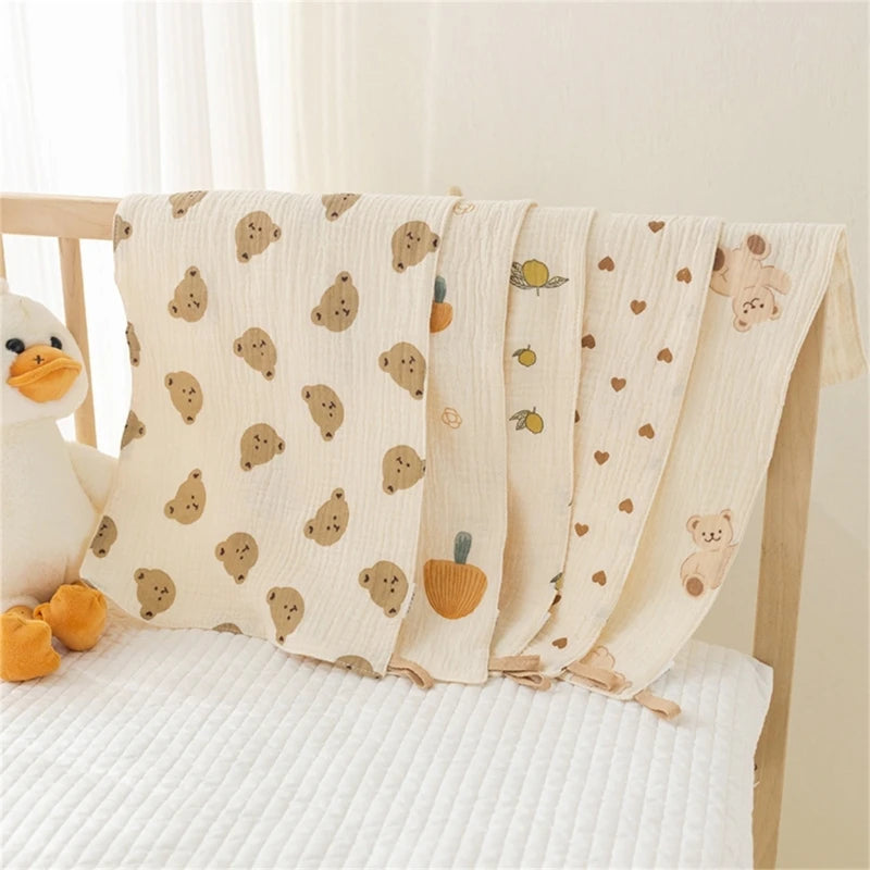 I YAN cotton muslin baby face towel and burp cloth set, soft infant drooling bibs and washcloths for newborns and toddlers.