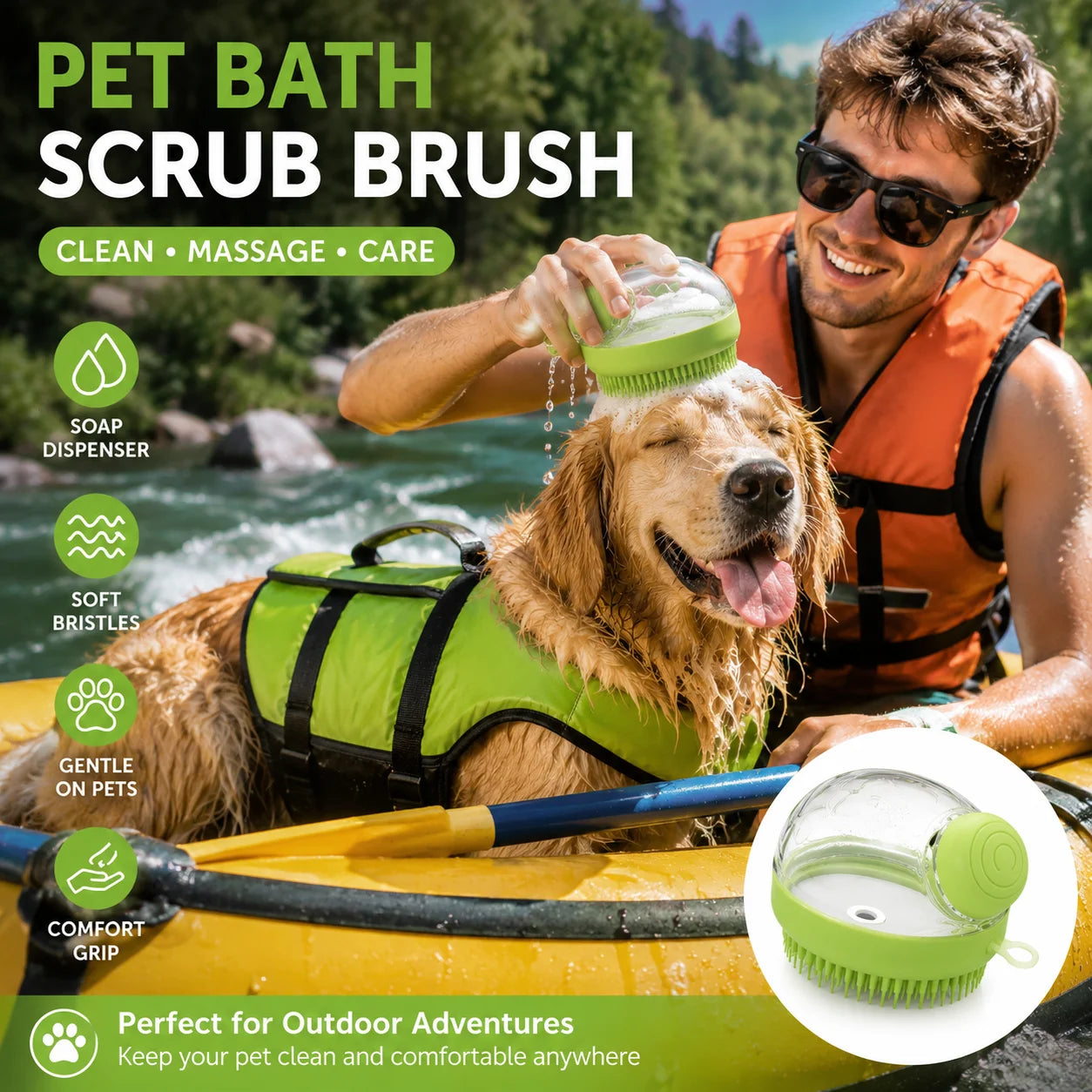 Soft Silicone Pet Bath Brush with Shampoo Dispenser Grooming Massage Brush for Dogs And Cats Shower Cleaning Tool