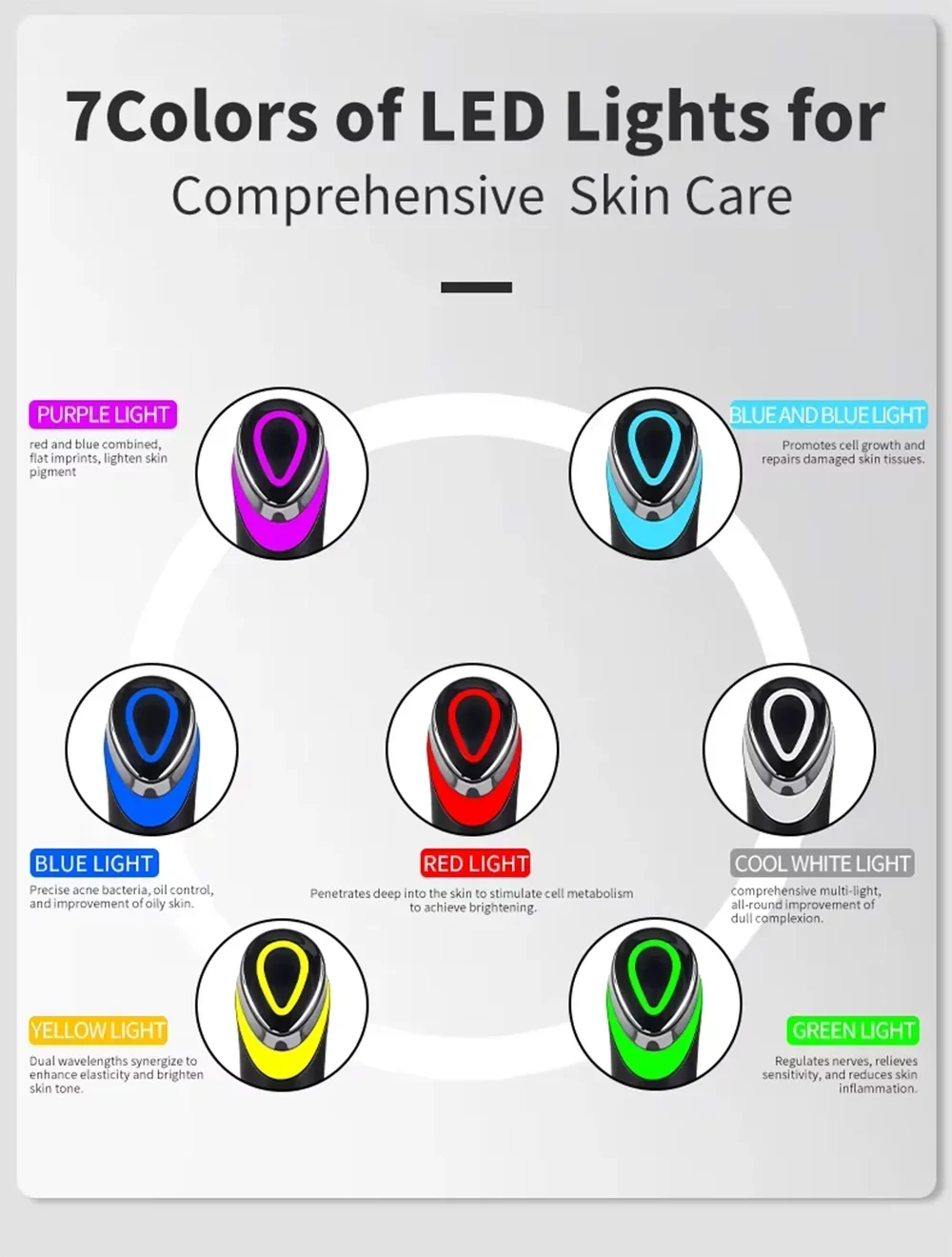 NEW 7 Colors Booster Pro LED Facial Light Therapy, Eye Beauty Wand, Red Light Eye Massager, Skincare and Blue Rejuvenation Tool