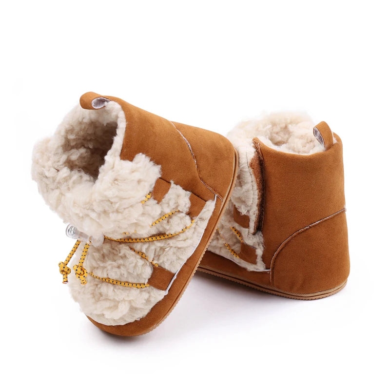 Winter Cute Baby Girls Boys Snow Booties Fashion Design High Quality Non-slip Casual Shoes Coral Velvet Prewalker Shoes BMB3119