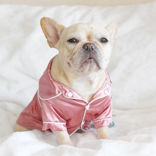 Soft silk French Bulldog pajamas for small dogs, I YAN pet dog shirt with cozy, stylish design for cats and small dogs.