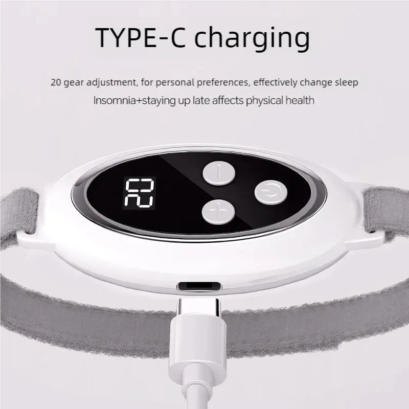 I YAN rechargeable handheld sleep aid device with microcurrent technology for improving sleep, reducing insomnia and anxiety.