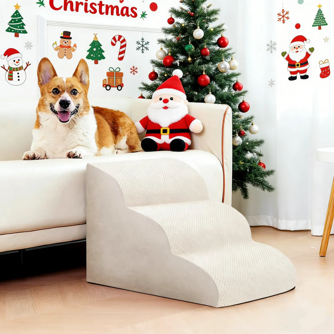 Dog Stairs & Ramp - High-Density Foam Pet Steps, Extra-Wide Non-Slip Orthopedic Dog Ladder with Soft Foam Padding