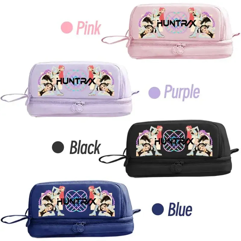 Kpop Demon Hunters double-layer pencil case by I YAN, featuring anime-themed stationery and accessories for kids.