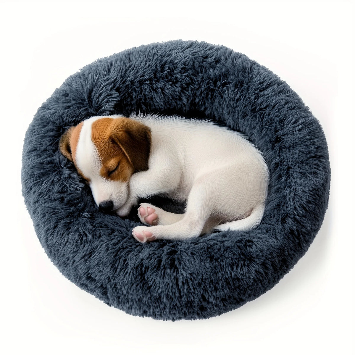 Soft washable donut dog bed by I YAN for small dogs and cats, lightweight with non-slip base and machine-friendly design.