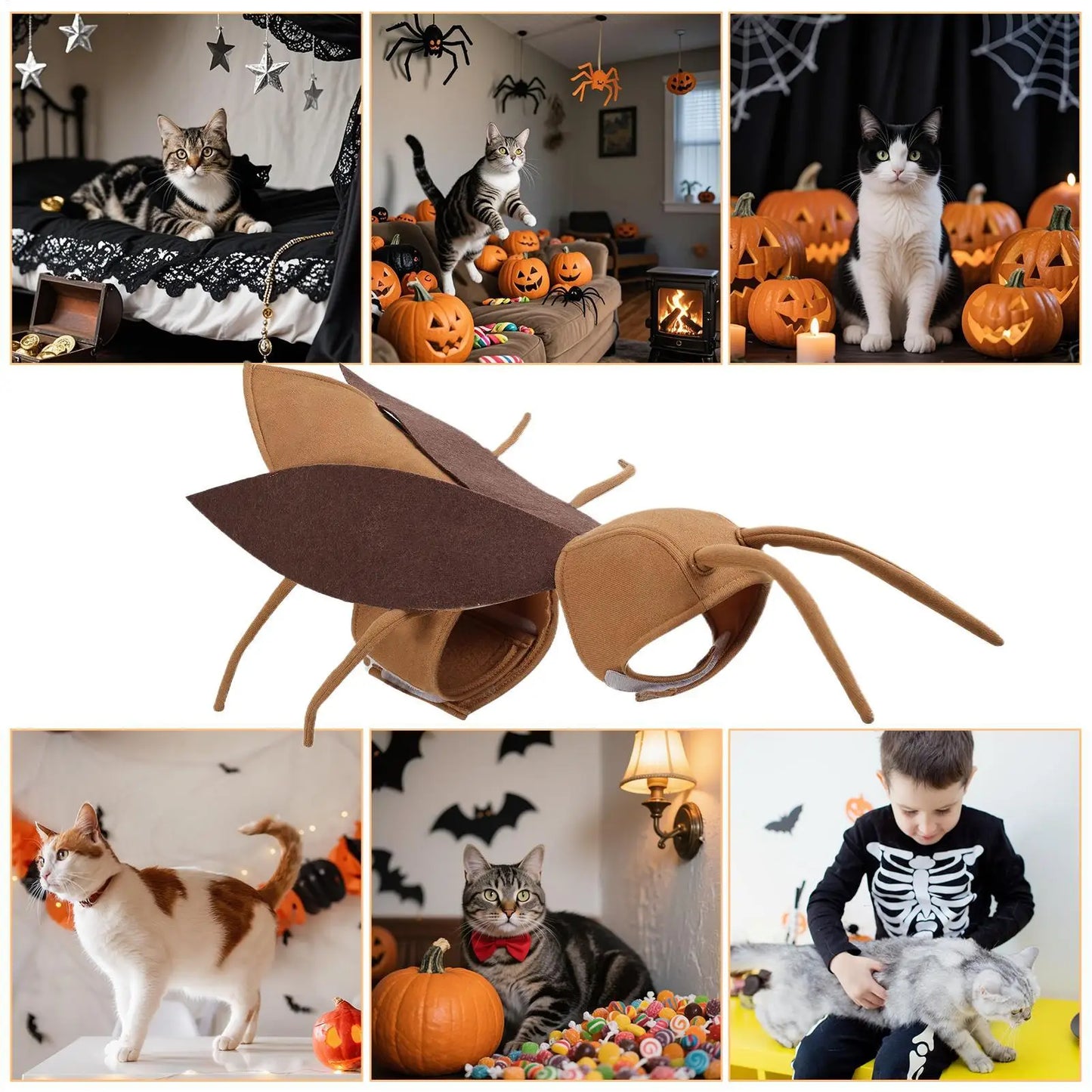 Cat Cockroach Costume Soft Cat Cockroach Clothing Realistic Breathable Clothing Accessories For Cosplay Outfit Kitten Dog